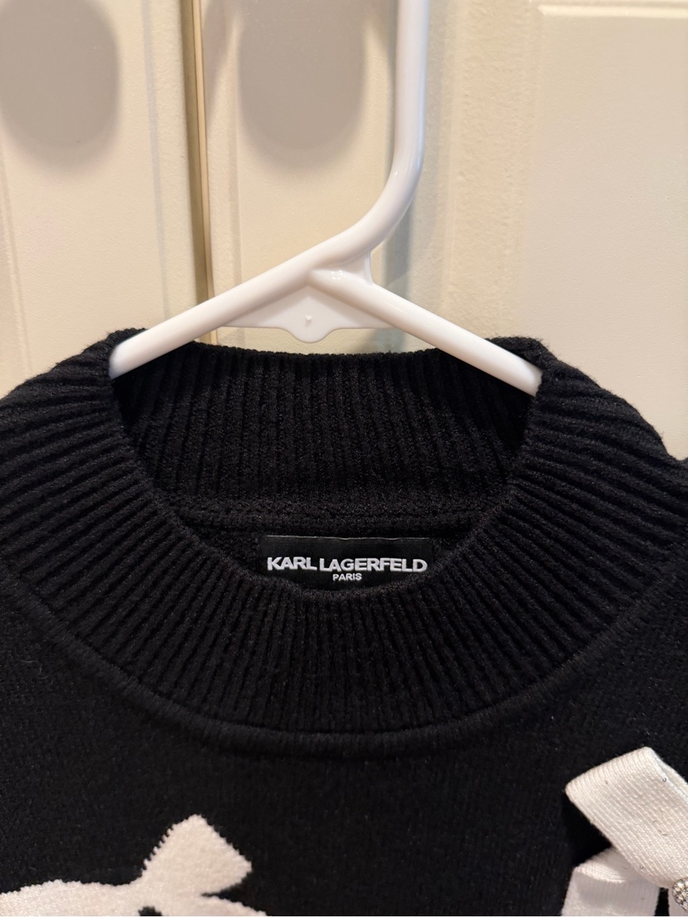 Karl Lagerfeld Black Sweater with White Bow Accents - Picture 8 of 9